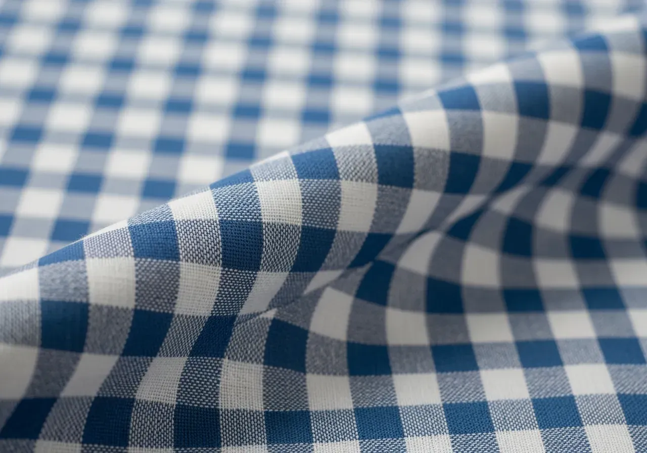 Blå vichyruta i zefyr bomull