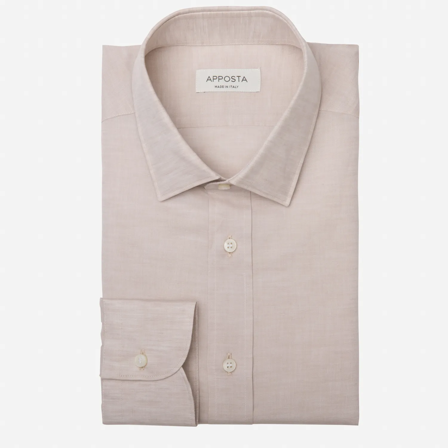 Customisable  Beige Cotton-linen Zephyr Shirt, Made To Measure