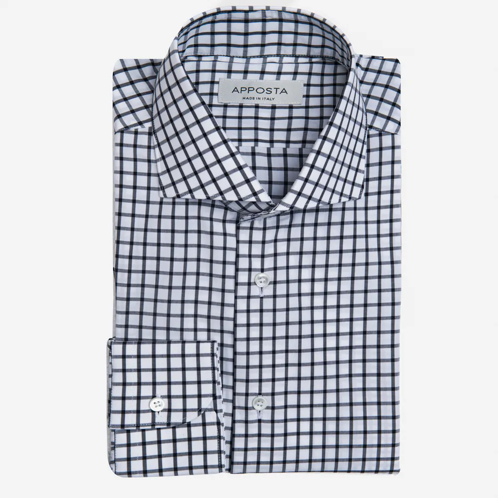 Customisable  Black & White Cotton Zephyr Check Shirt, Made To Measure