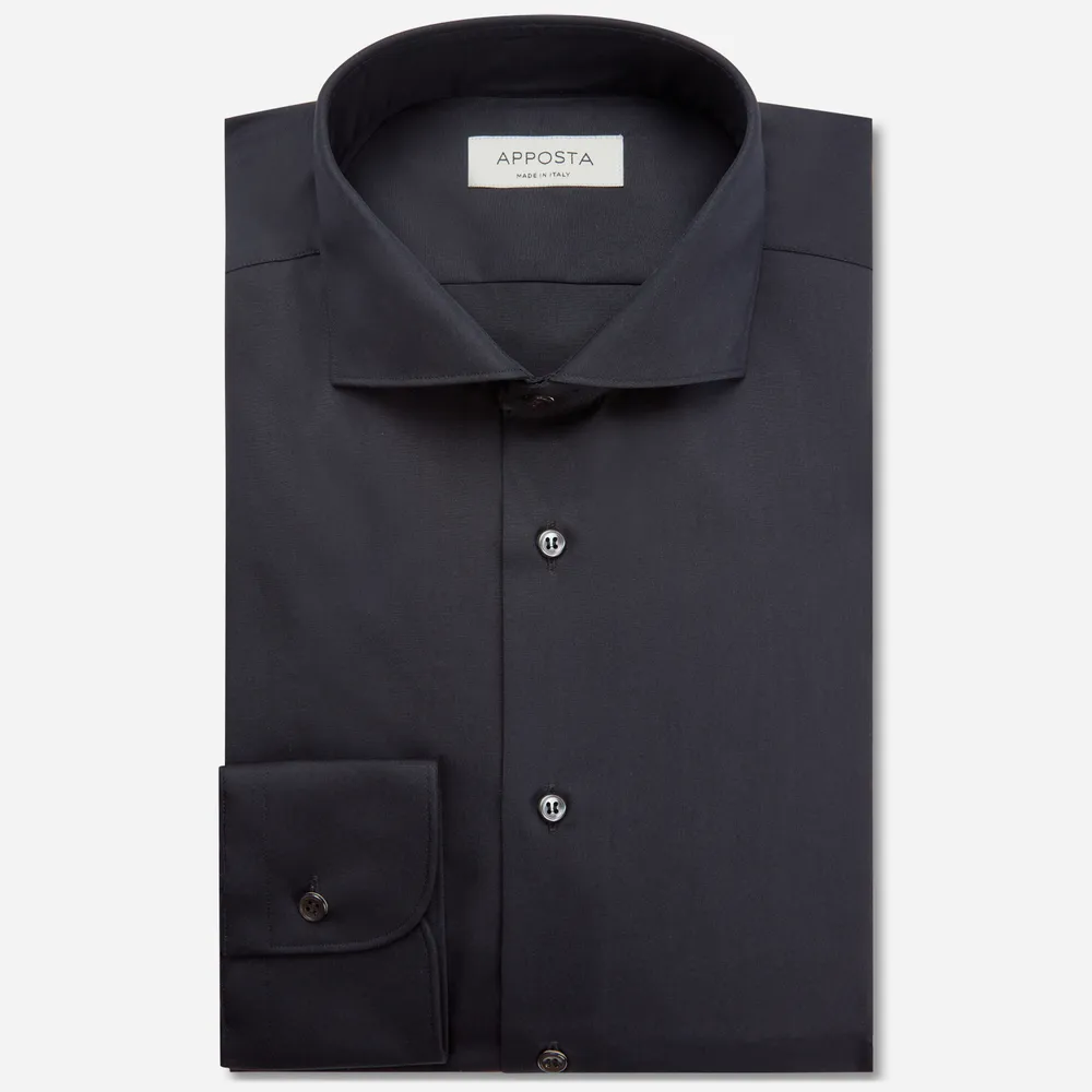 Customisable  Black Easy Iron Cotton Poplin Shirt, Made To Measure