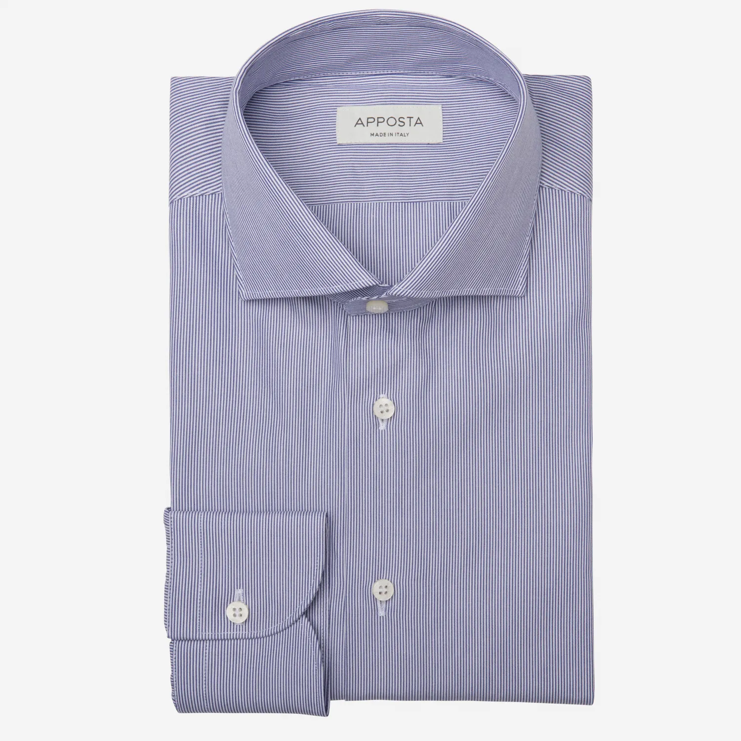 Customisable  Blue & White Cotton Poplin Striped Shirt, Made To Measure