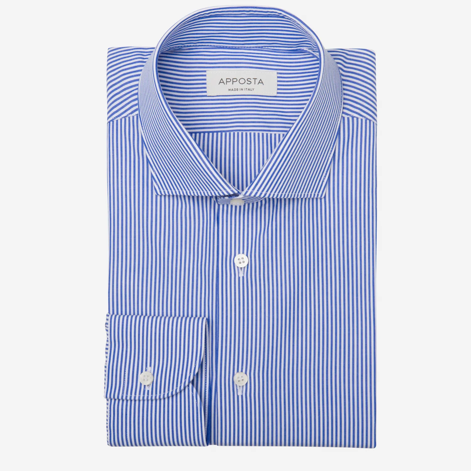 Customisable  Blue & White Cotton Striped Shirt, Made To Measure
