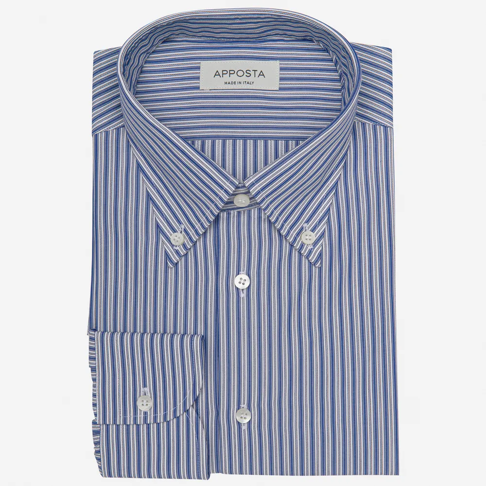 Customisable  Blue Button-down Cotton Stripe Shirt, Made To Measure
