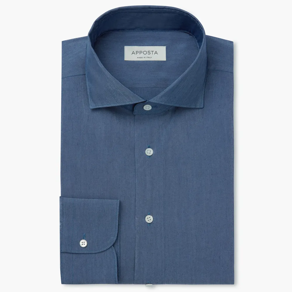 Customisable  Blue Cotton Denim Shirt, Made To Measure