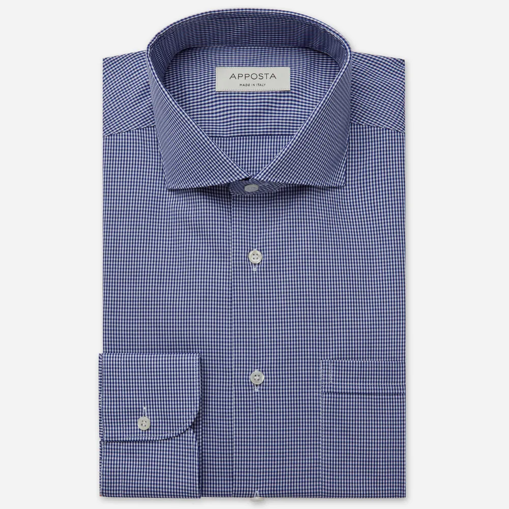 Customisable  Blue Cotton Fil-a-fil Small Check Shirt, Made To Measure