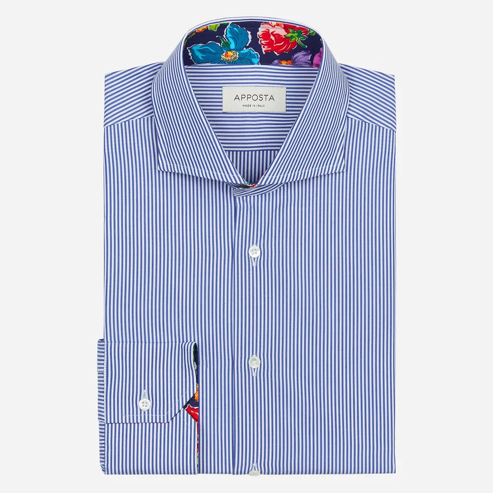 Customisable  Blue Cotton Fil-a-fil Stripe Shirt, Made To Measure