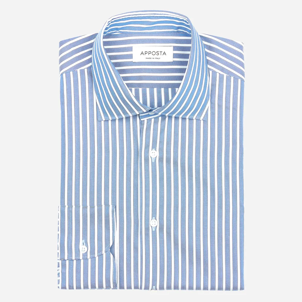 Customisable  Blue Cotton Oxford Stripe Shirt, Made To Measure