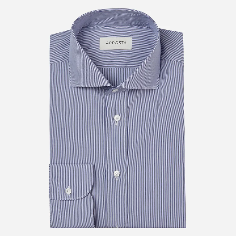 Customisable  Blue Cotton Poplin Stripe Shirt, Made To Measure