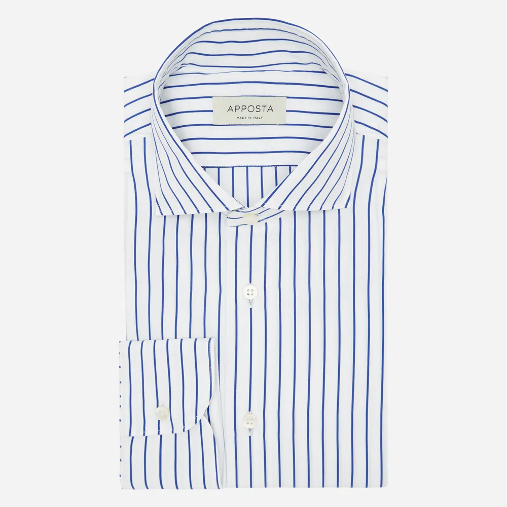Customisable  Blue Cotton Stripe Shirt, Made To Measure