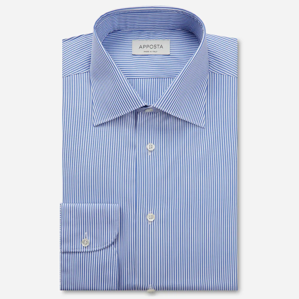 Customisable  Blue Cotton Tencel Stripe Shirt, Made To Measure