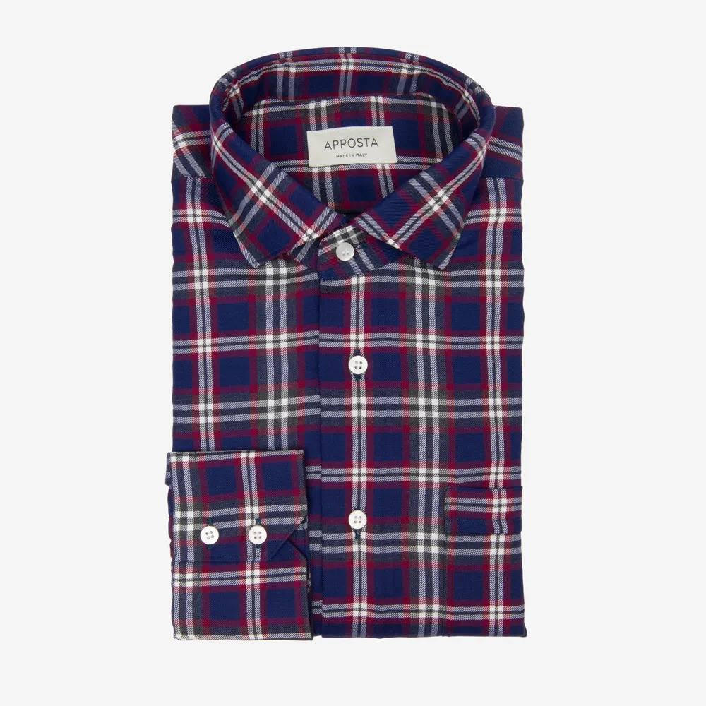 Customisable  Blue Flannel Twill Check Shirt, Made To Measure