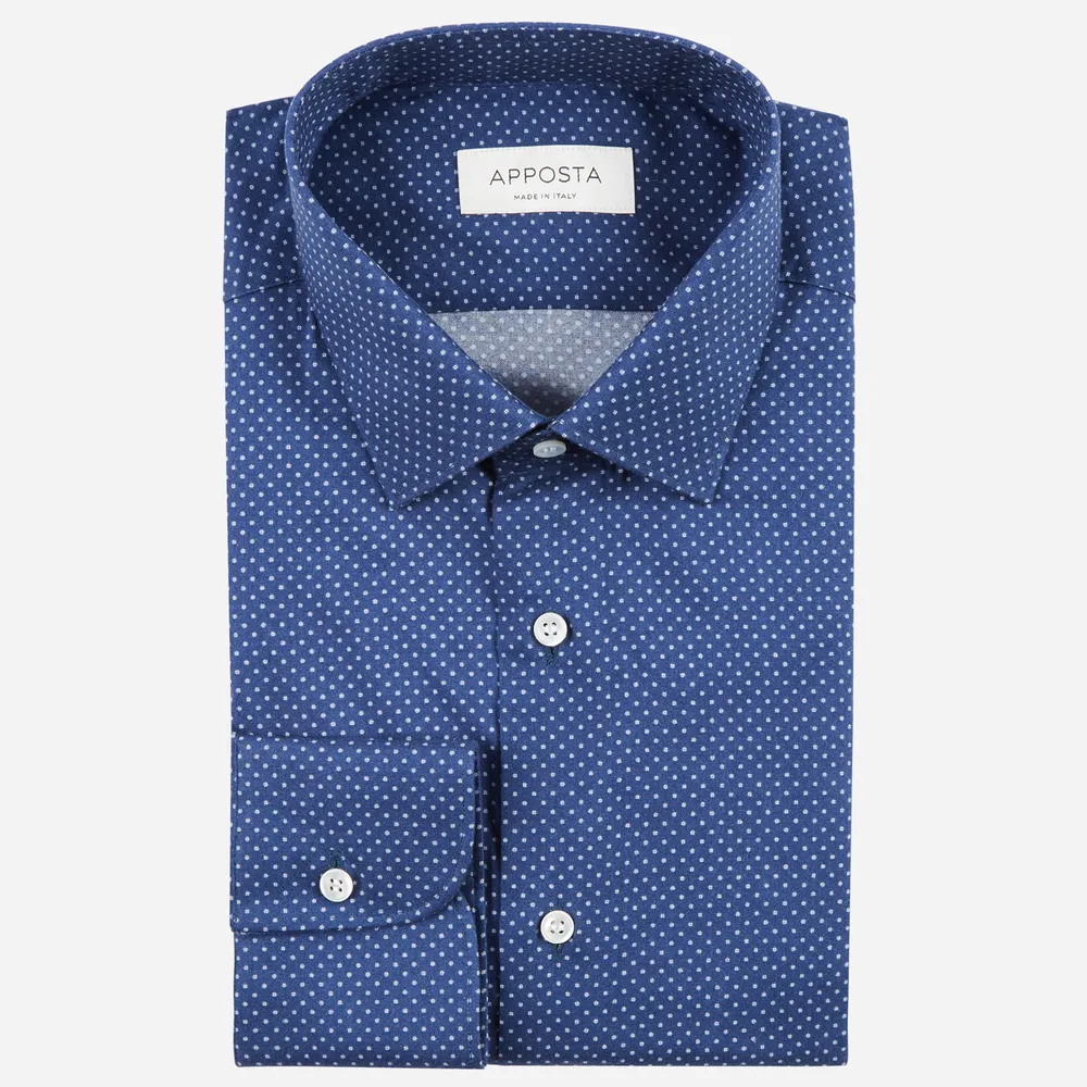 Customisable  Blue Flannel Twill Polka Dot Shirt, Made To Measure