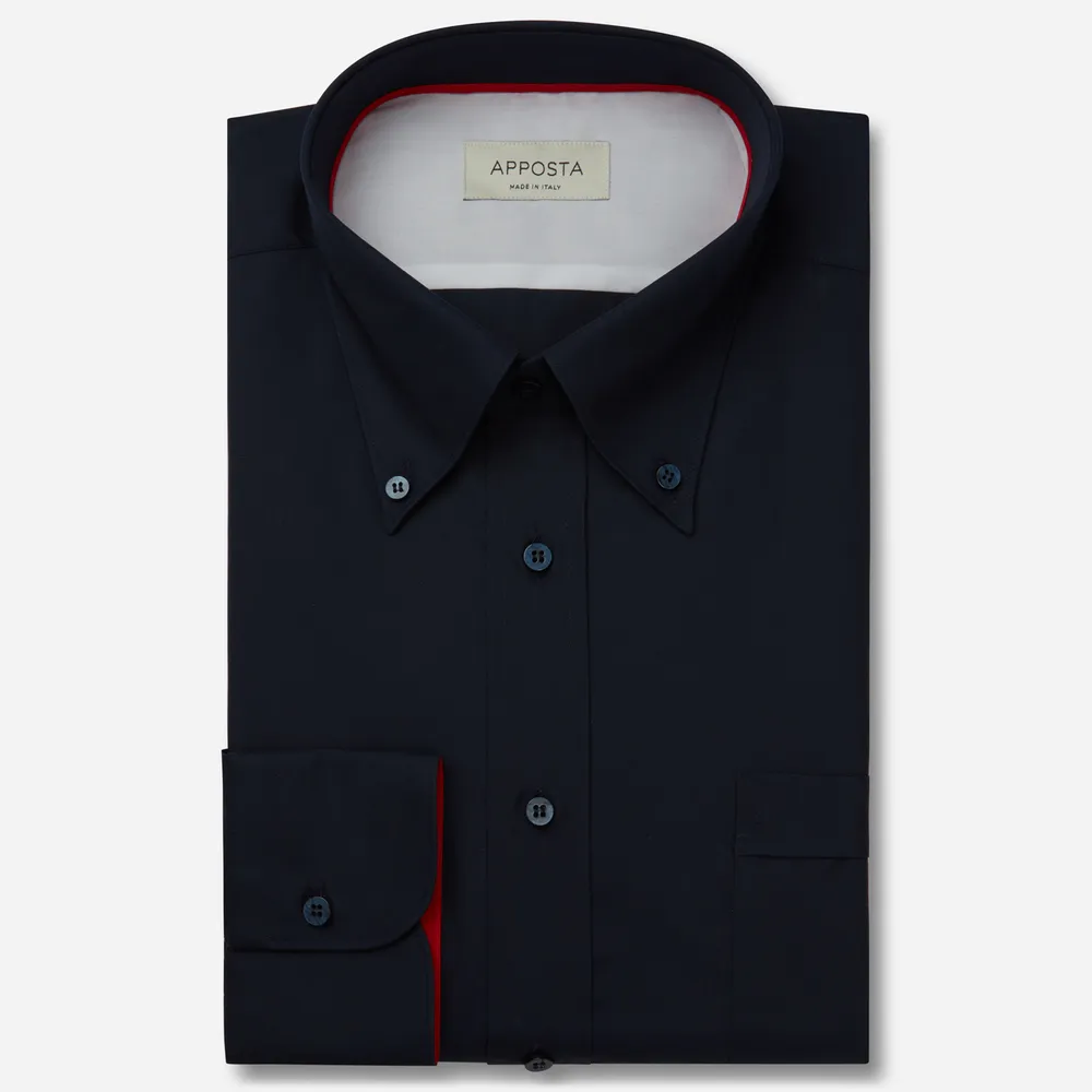 Customisable  Blue High Button Down Collar Cotton Poplin Shirt, Made To Measure