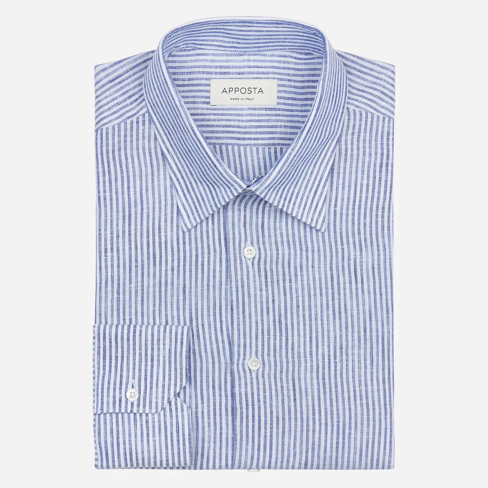 Customisable  Blue Linen Stripe Shirt, Made To Measure