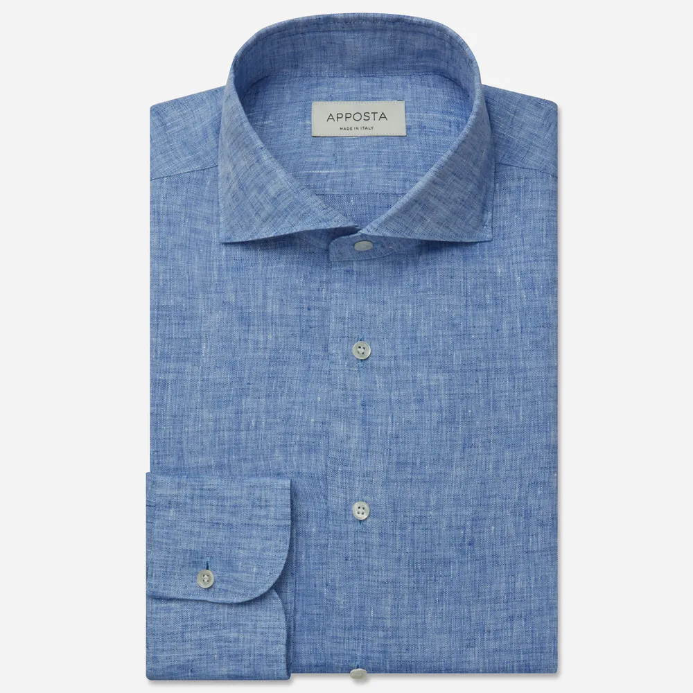 Customisable  Blue Normandy Linen Stripe Shirt, Made To Measure