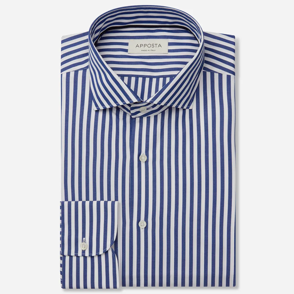 Customisable  Blue Poplin Stripe Shirt, Made To Measure