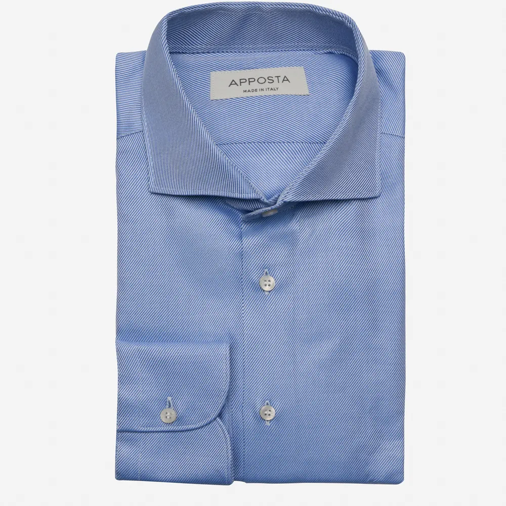 Customisable  Blue Spread Collar Royal Twill Shirt, Made To Measure