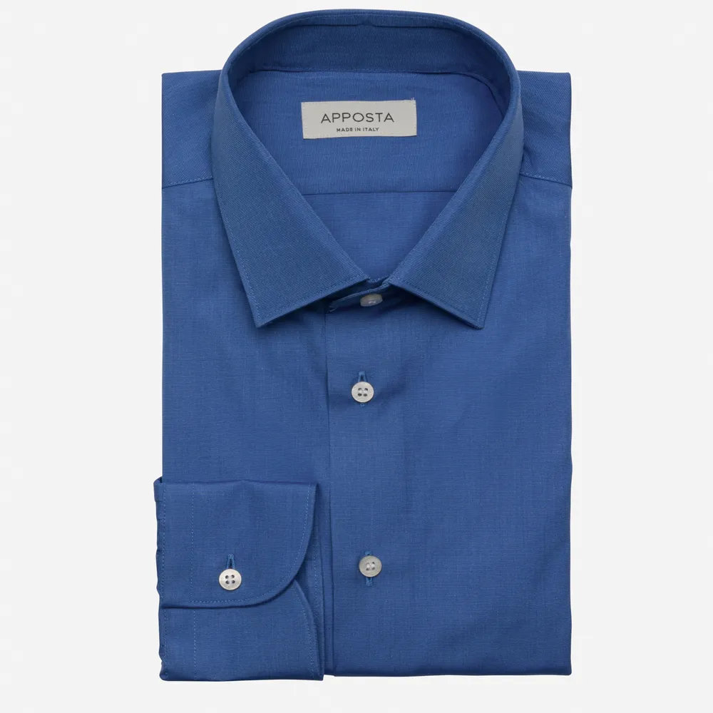 Customisable  Blue Straight Point Collar Cotton Shirt, Made To Measure