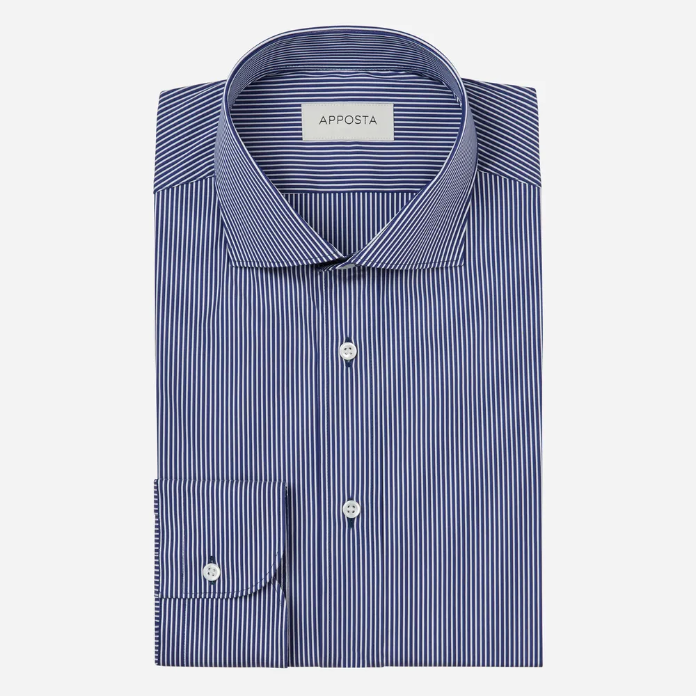 Customisable  Blue Stretch Poplin Stripe Shirt, Made To Measure