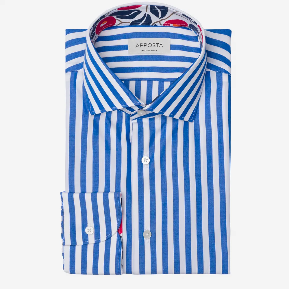 Customisable  Blue Stretch Poplin Stripe Shirt, Made To Measure