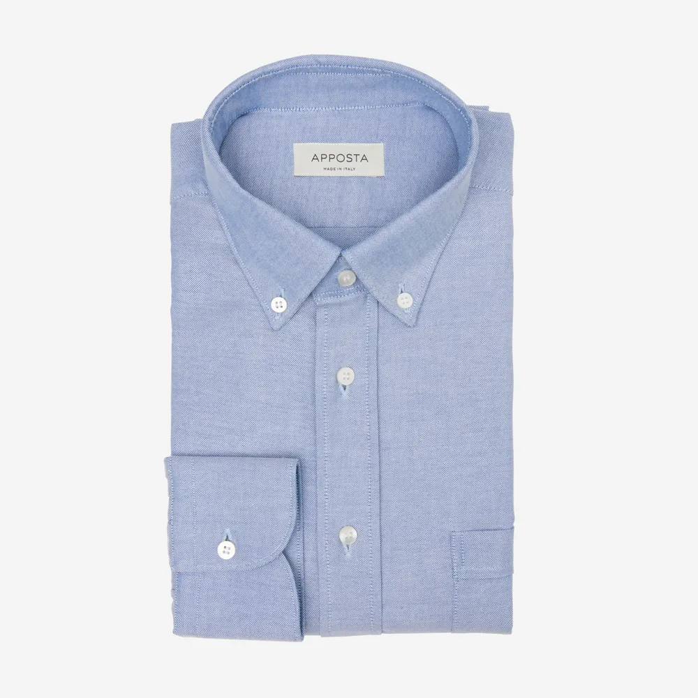 Customisable  Blue Untucked Cotton Oxford Shirt, Made To Measure