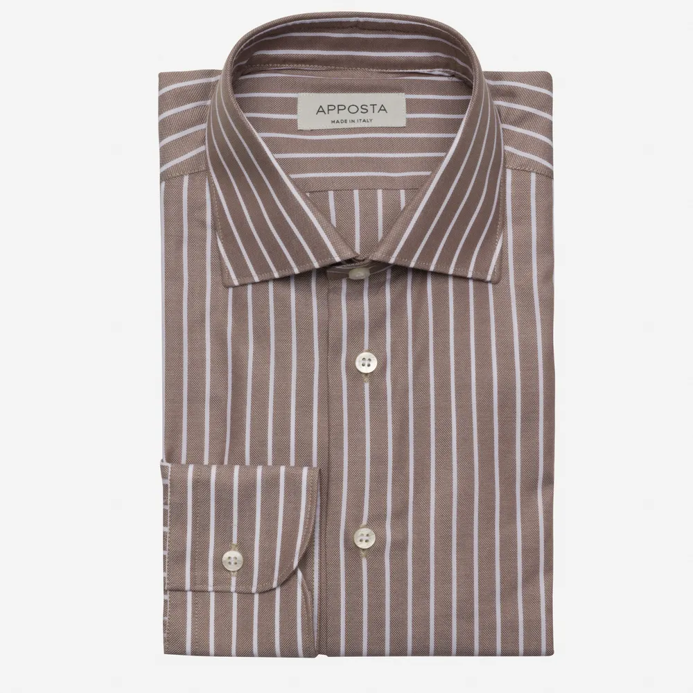Customisable  Brown Stripe Cotton Oxford Shirt, Made To Measure
