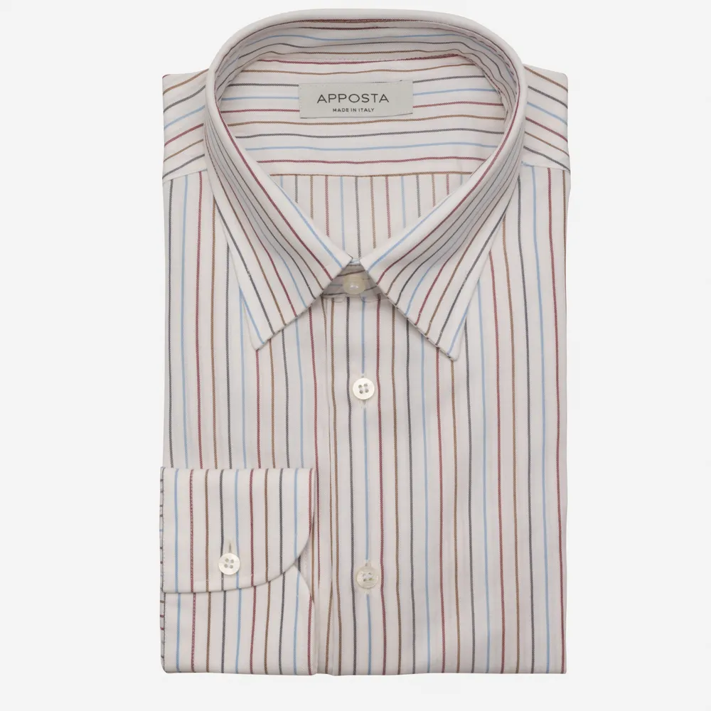 Customisable  Ecru Hidden Button-down Cotton-wool Stripe Shirt, Made To Measure