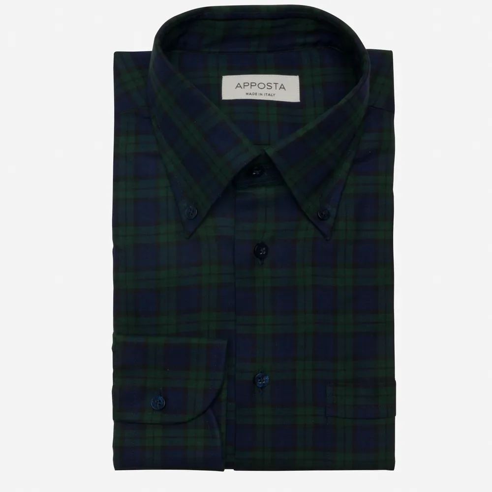 Customisable  Green & Blue Tartan Untucked Shirt, Made To Measure