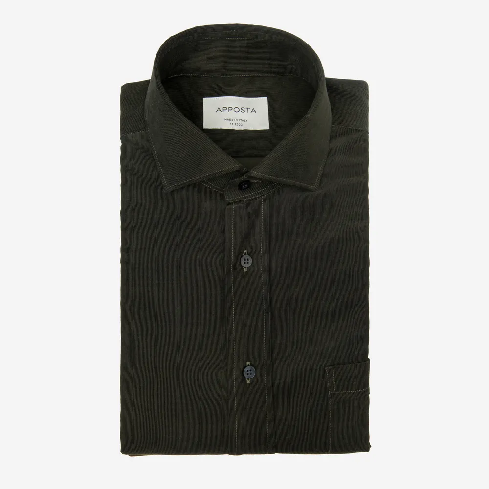 Customisable  Green Cotton Corduroy Shirt, Made To Measure