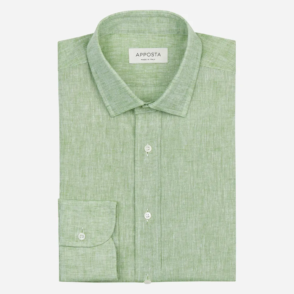 Customisable  Green Cotton Linen Shirt, Made To Measure