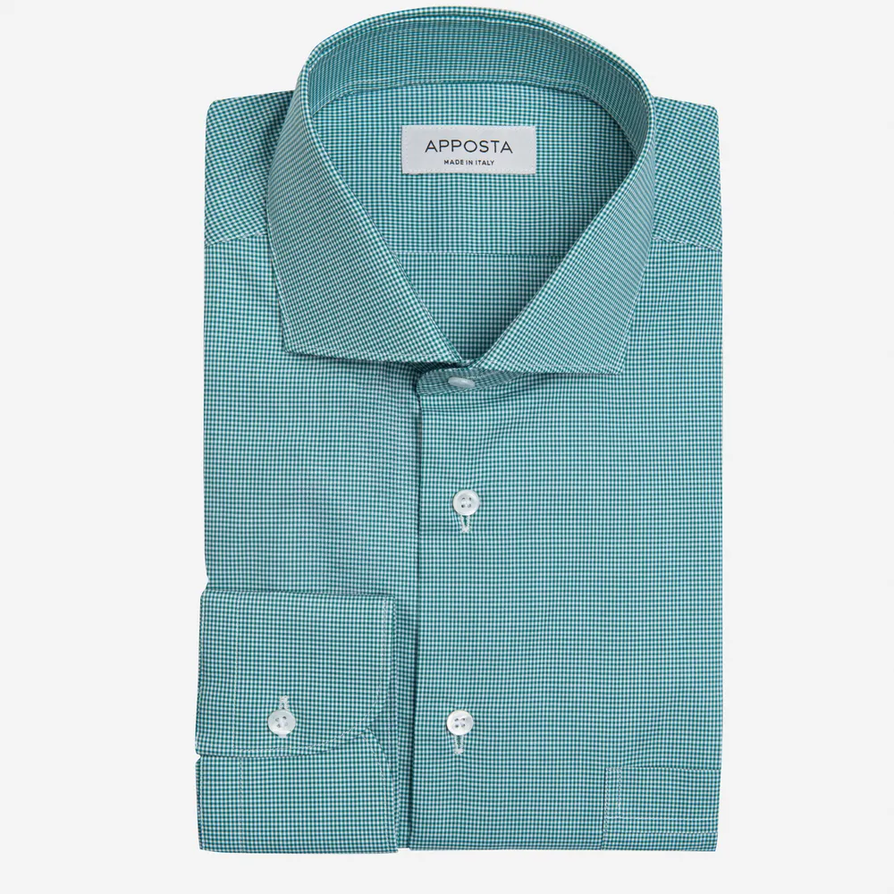 Customisable  Green Cotton Zephyr Check Shirt, Made To Measure