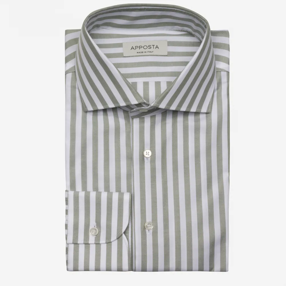 Customisable  Green Stripe Pin Point Cotton Shirt, Made To Measure