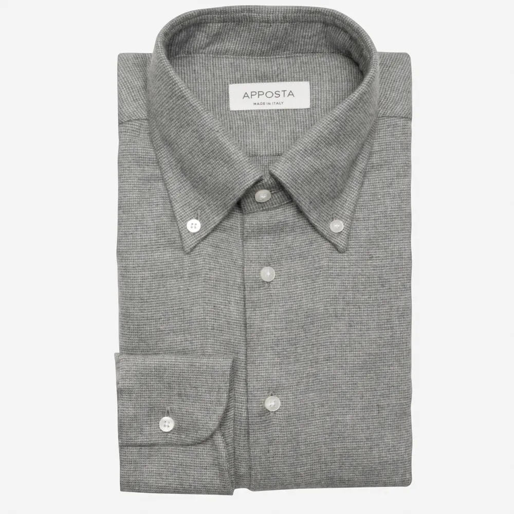 Customisable  Grey Button-down Collar Flannel Shirt, Made To Measure