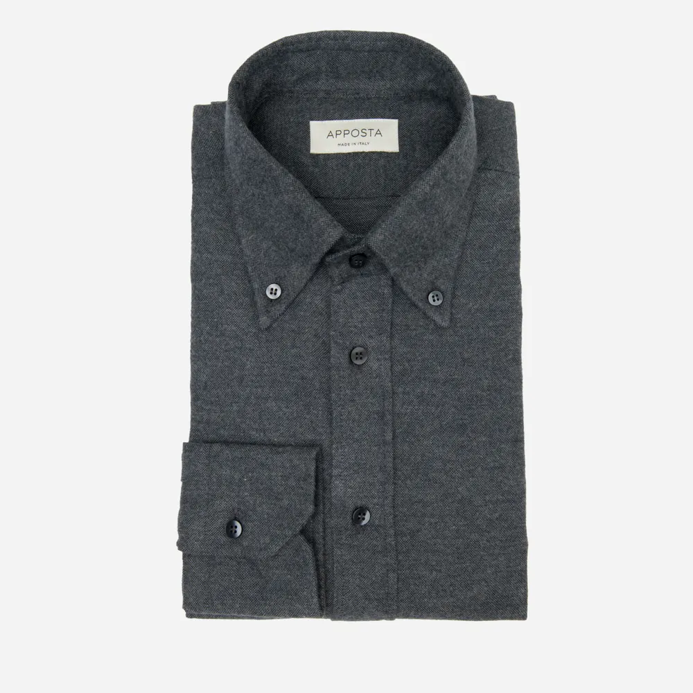 Customisable  Grey Cotton Flannel Shirt, Made To Measure