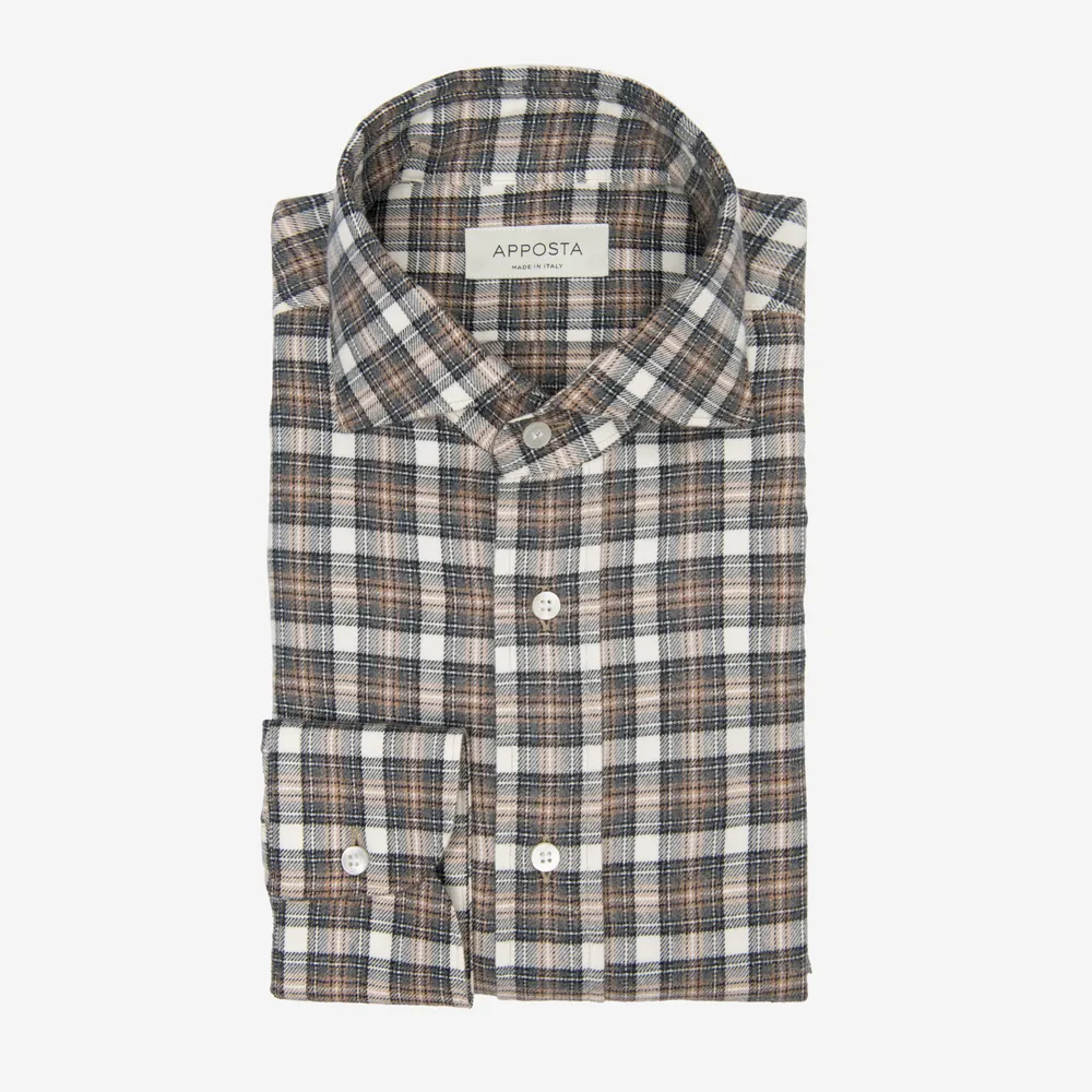Customisable  Grey Flannel Twill Check Shirt, Made To Measure