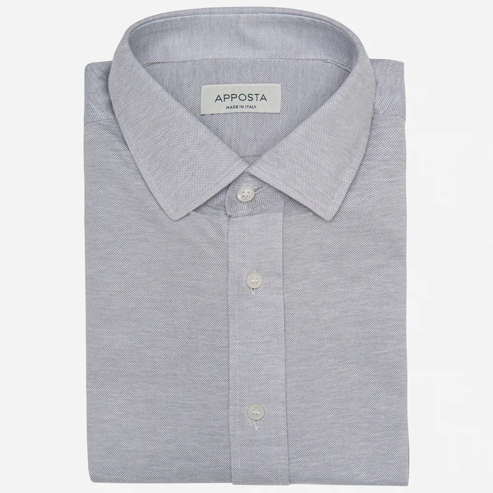 Customisable  Grey Straight Point Collar Cotton Jersey Shirt, Made To Measure