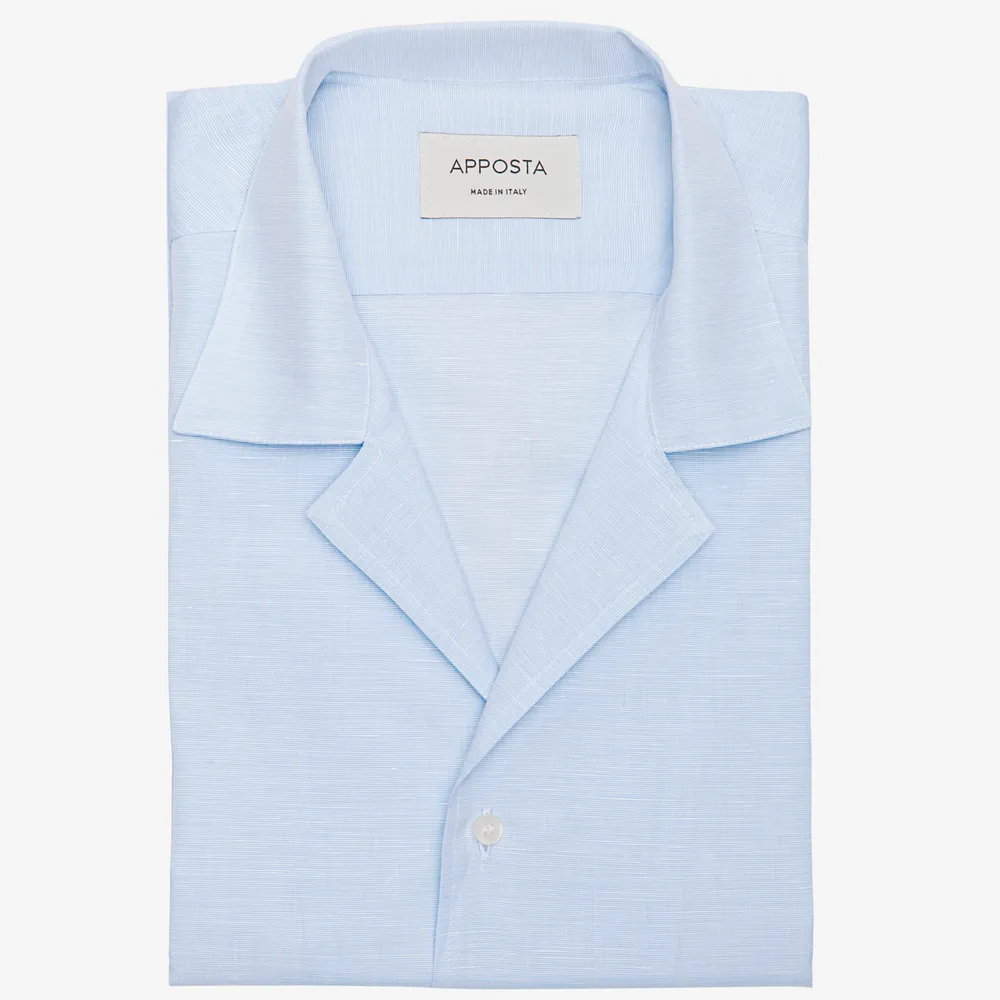 Customisable  Light Blue Camp Collar Short Sleeve Shirt, Made To Measure