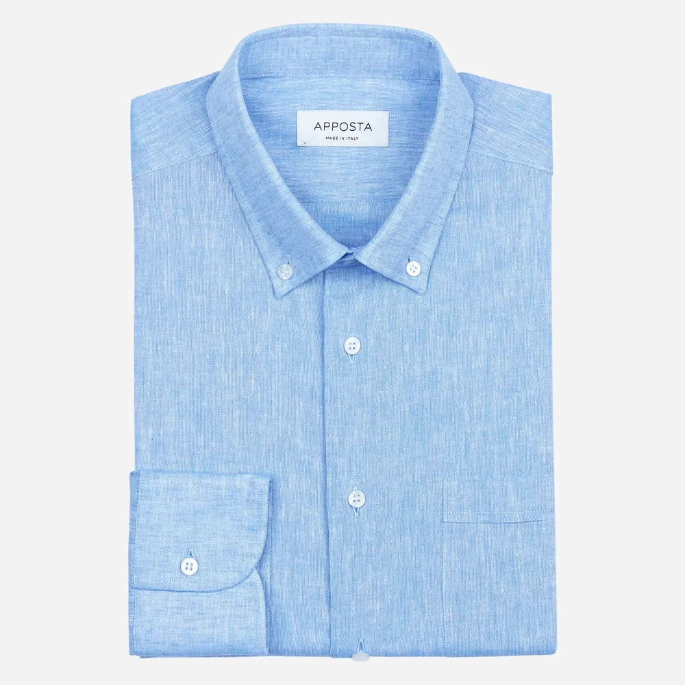 Customisable  Light Blue Cotton Linen Shirt, Made To Measure