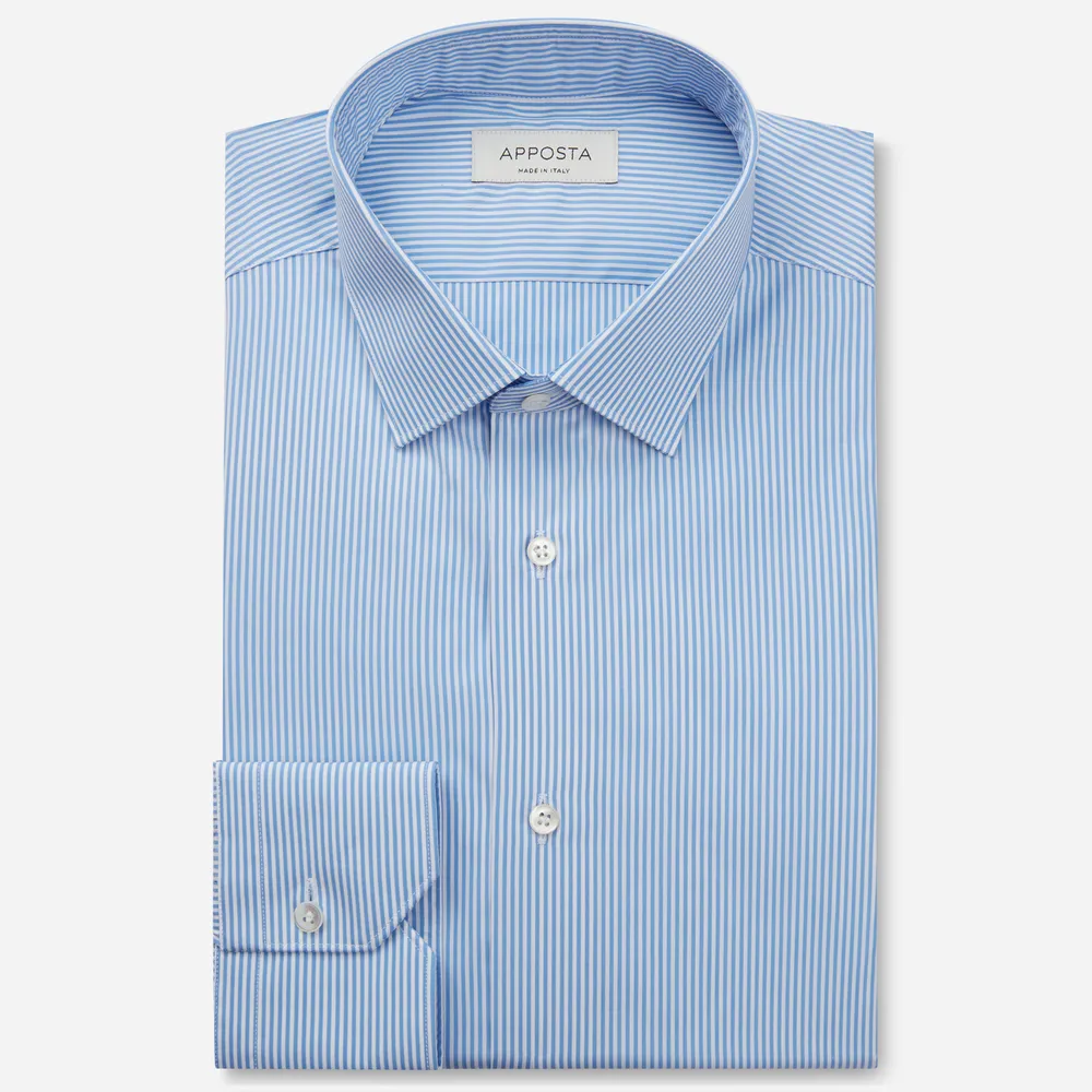 Customisable  Light Blue Cotton Poplin Stripe Shirt, Made To Measure