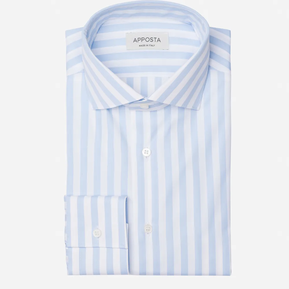 Customisable  Light Blue Cotton Poplin Stripe Shirt, Made To Measure