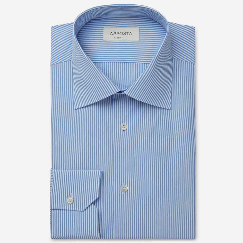 Customisable  Light Blue Cotton Poplin Stripe Shirt, Made To Measure