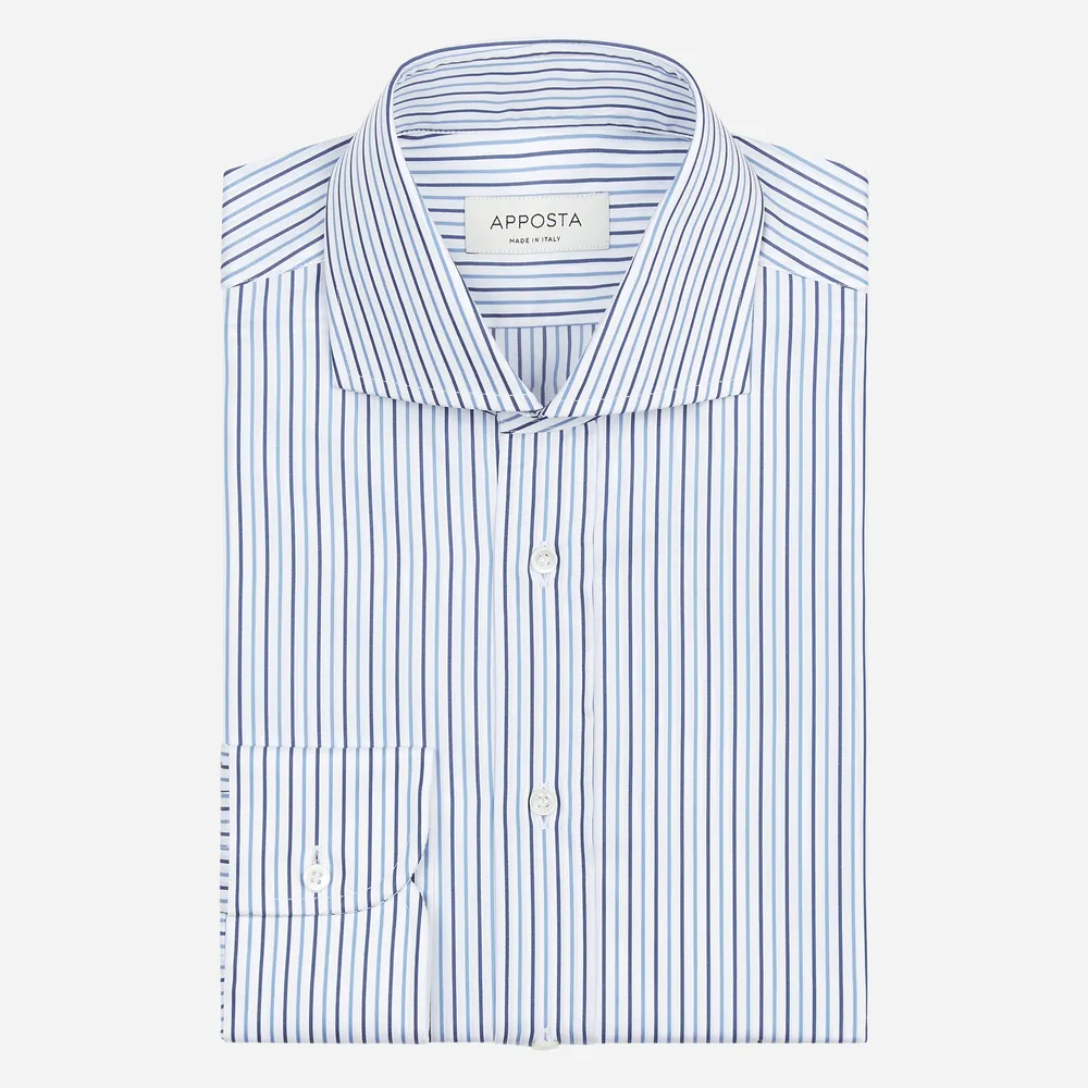 Customisable  Light Blue Cotton Poplin Stripe Shirt, Made To Measure