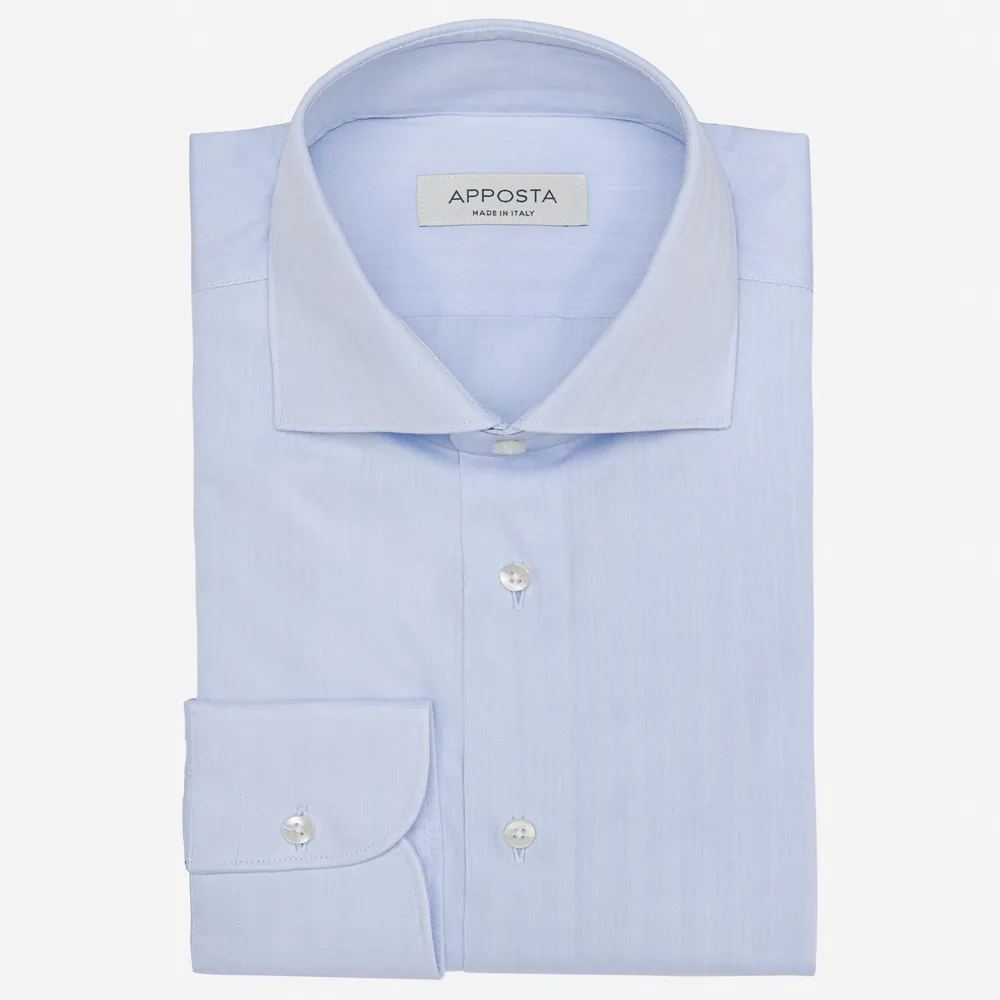 Customisable  Light Blue Cutaway Collar Cotton Twill Shirt, Made To Measure