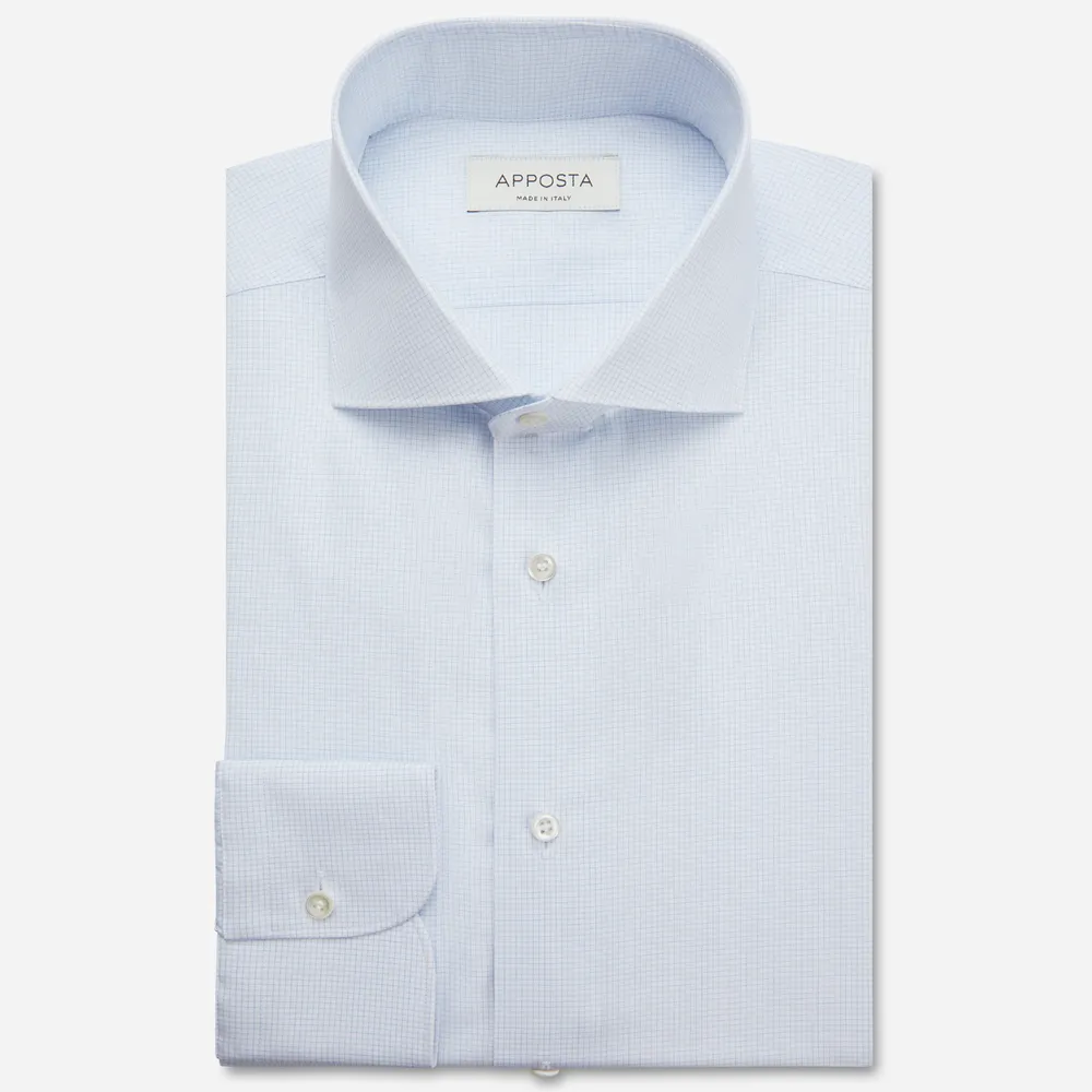 Customisable  Light Blue Egyptian Cotton Poplin Check Shirt, Made To Measure