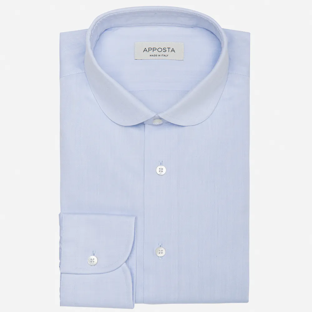 Customisable  Light Blue Round Collar Cotton Shirt, Made To Measure