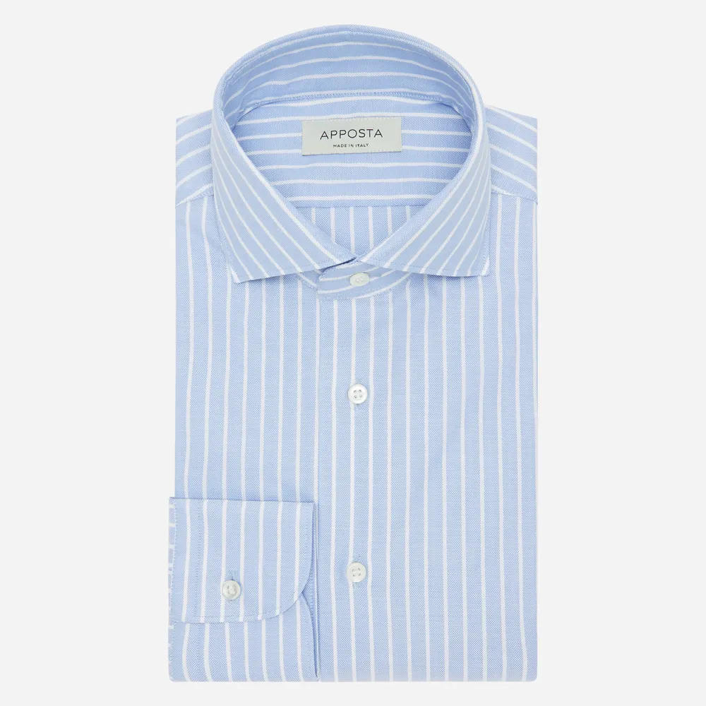 Customisable  Light Blue Stripe Oxford Shirt, Made To Measure