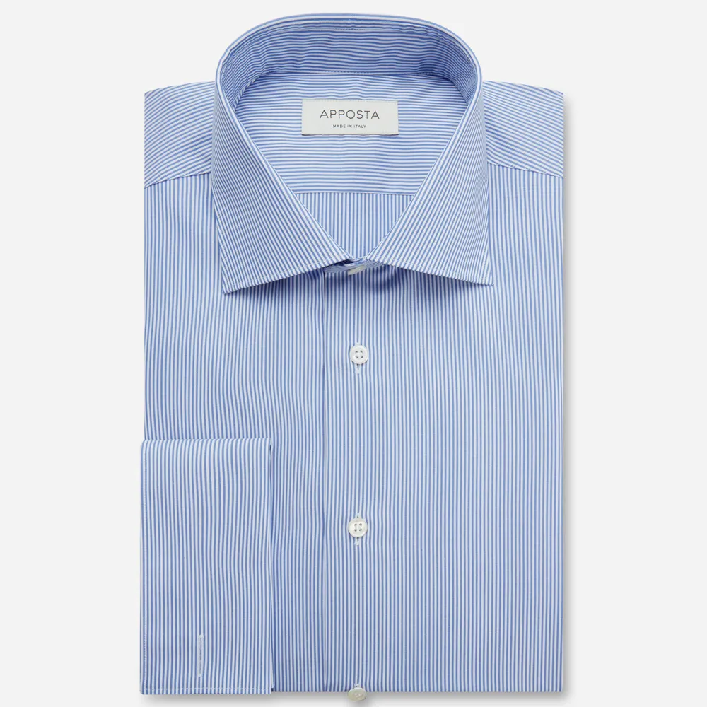 Customisable  Light Blue Wrinkle Free Cotton Twill Stripe Shirt, Made To Measure