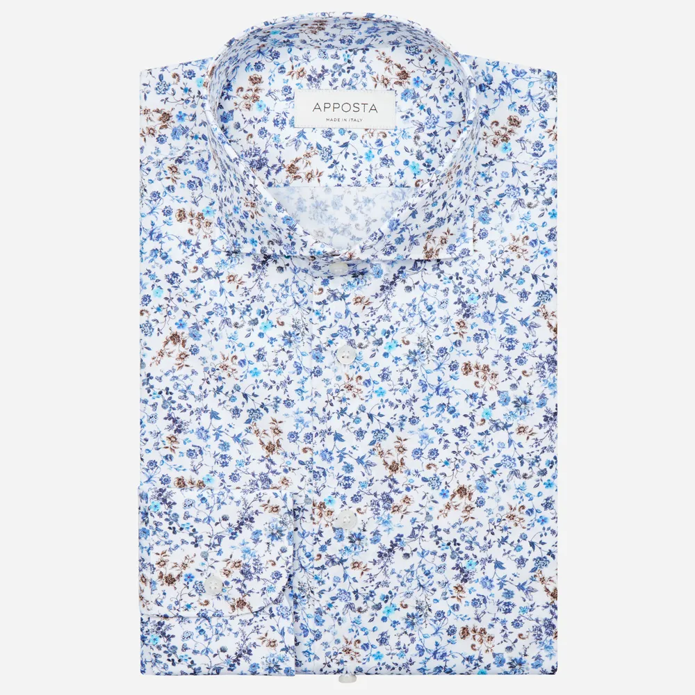 Customisable  Multi-colour Cotton Poplin Flower Design Shirt, Made To Measure