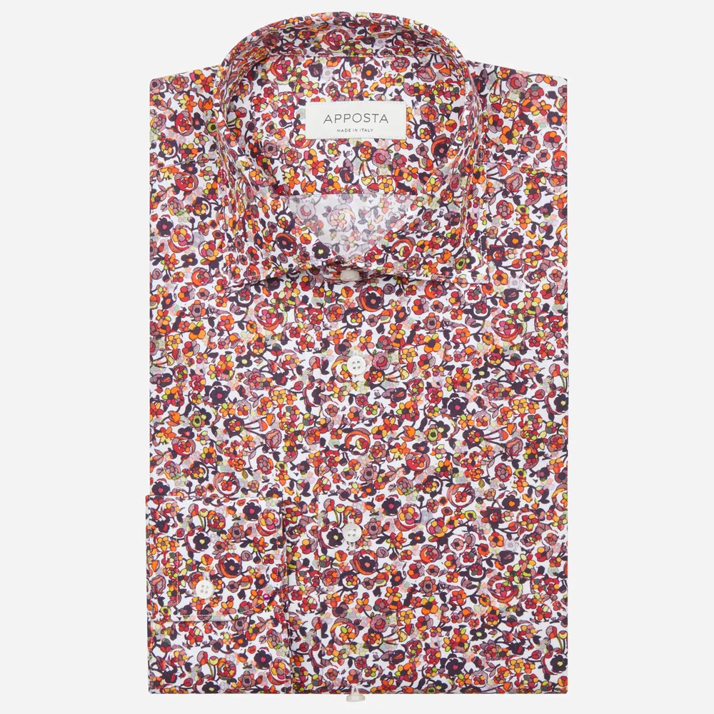Customisable  Multi-colour Cotton Poplin Flower Design Shirt, Made To Measure