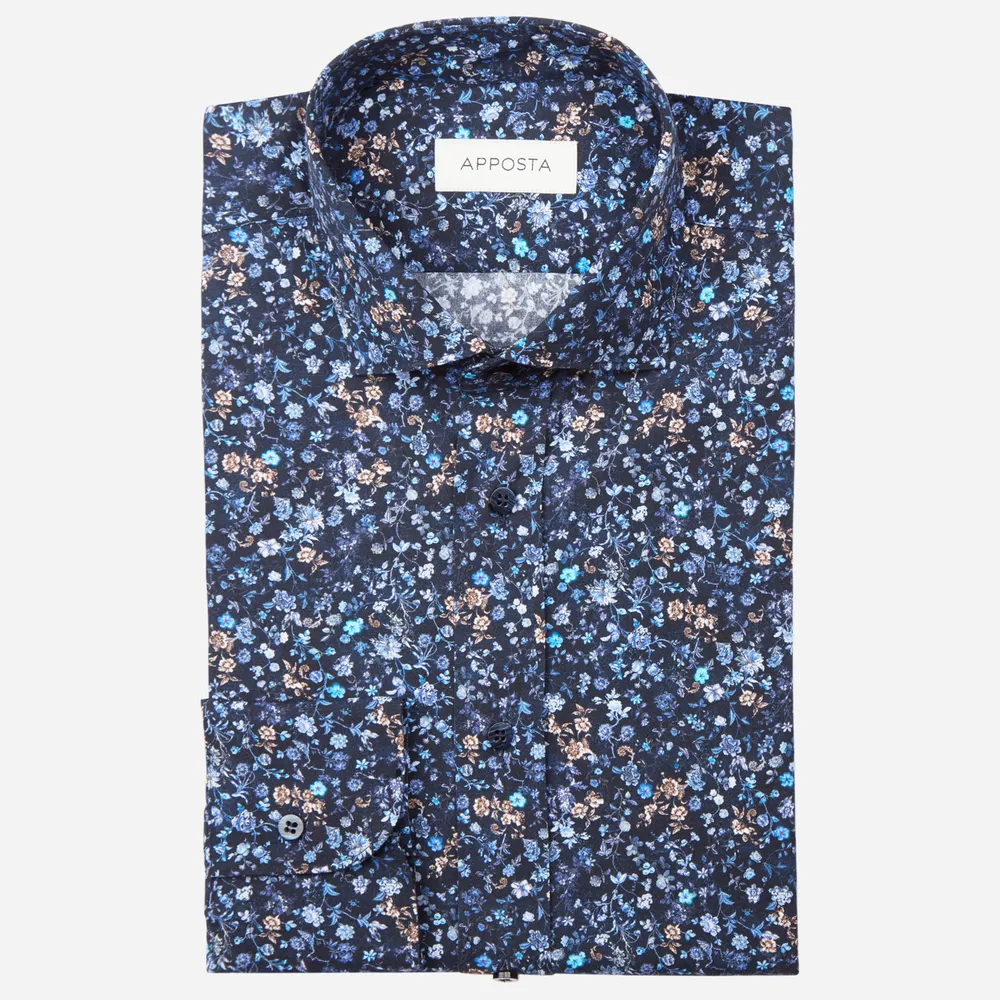 Customisable  Multi-colour Cotton Poplin Flower Design Shirt, Made To Measure